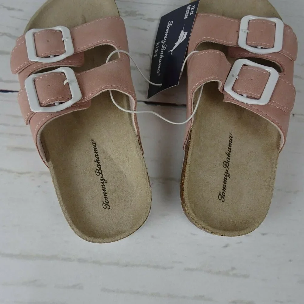 Tommy Bahama Girl's Sandals Double Strap Slip-On Shoes Blush Pink NWT M 12/13